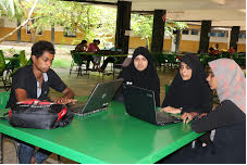 Students enjoy the wi-fi access outside class rooms
